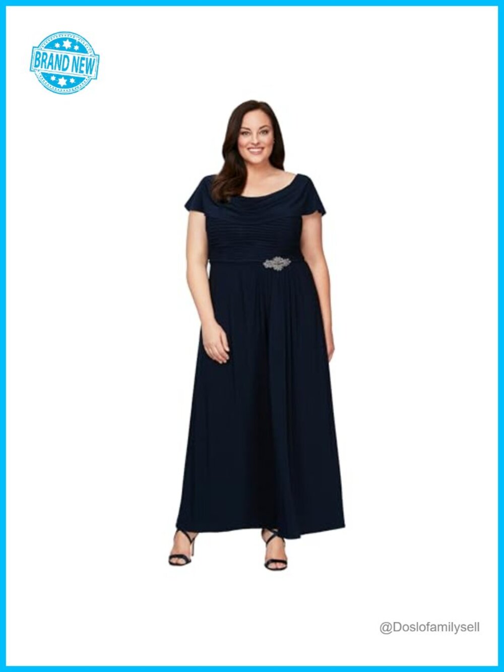 Long Cowl Neck A-Line Formal Mother of the Bride Dress